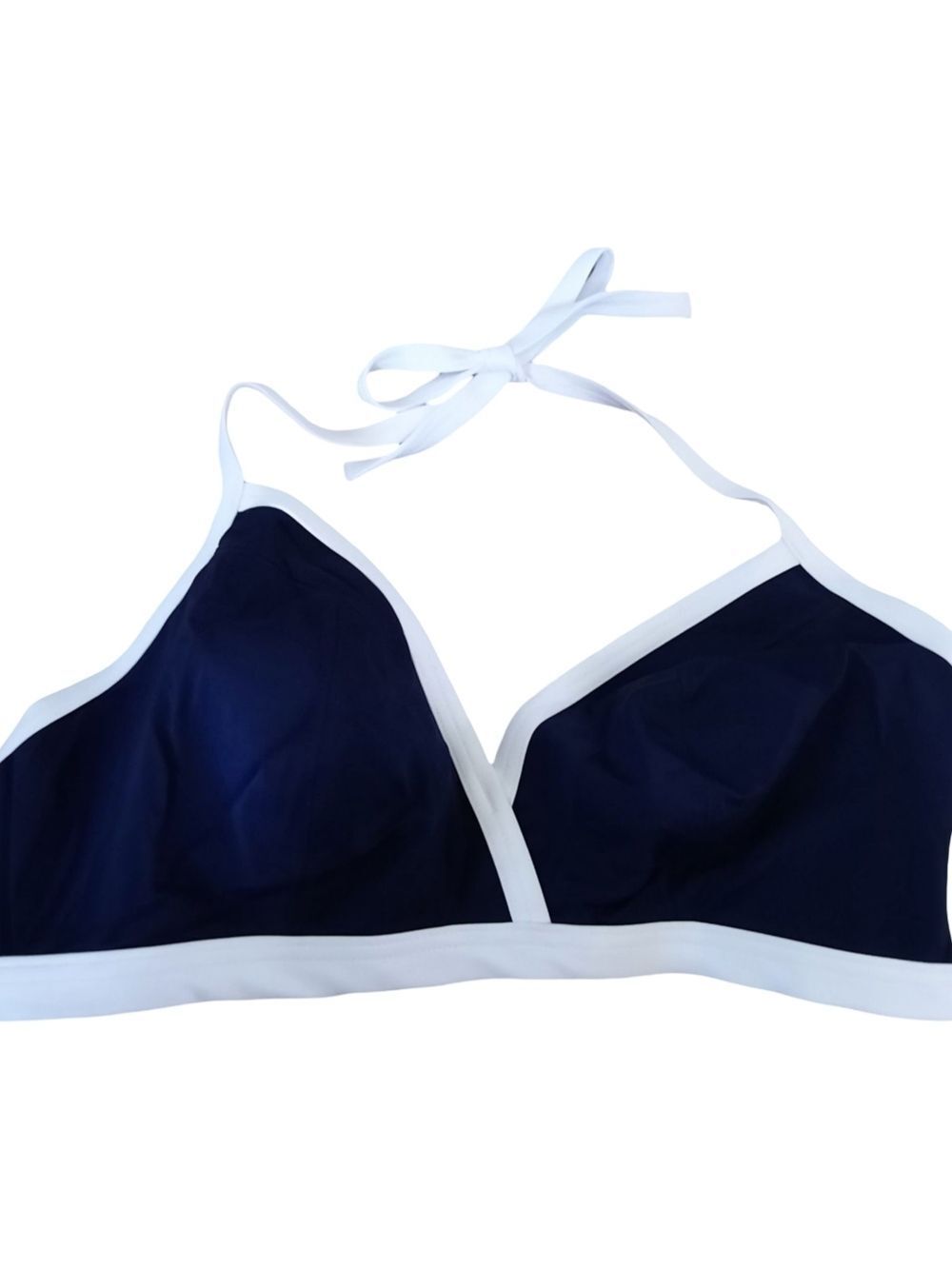 Freya Navy and White Triangle Halter Bikini Top